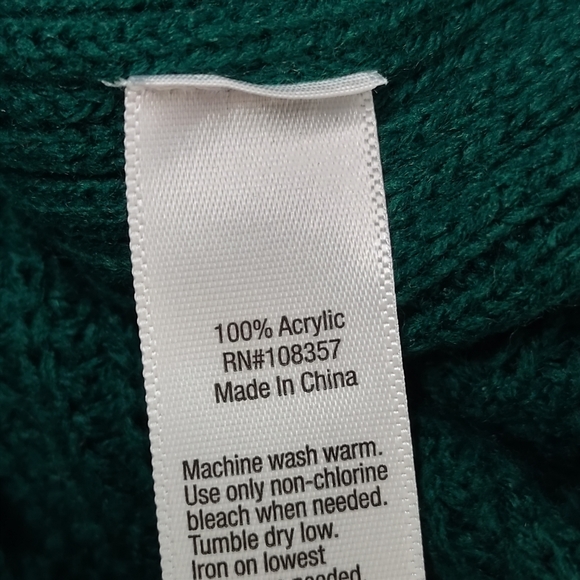 St. John's Bay Women's Green Striped Turtle Neck Sweater Size XL - Picture 9 of 9